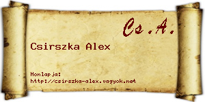 Csirszka Alex névjegykártya